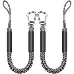 ONOSHIP 316 Stainless Clip 3 Feet Boat Bungee Dock Lines 2PCS Boat Accessories Marine Grade Quickly Mooring for Jet Ski, SeaDoo,Kayak, Pontoon Boat, Dinghy 3~4.5 Feet (Grey, 3 Feet)