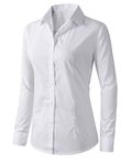 Benibos Women's Formal Work Wear White Button Down Shirt (225 White, M)