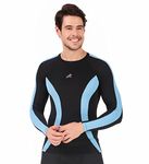 ReDesign Apparels Men Compression Top Tshirt Full Sleeve Nylon Tights (X-Large(40-42inch Chest), Black/Aqua)