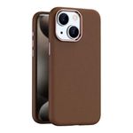 Captese MagIT Premium Skin Series Leather Case for iPhone 14 / iPhone 13 (6.1-inch), with TPU Sides, Drop Protection, MagSafe Compatible, Colored Aluminium Buttons (Tan)