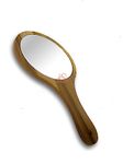 SOHAM SHREE ® Round Shape Makeup Large One Sided Wooden Hand Mirror with Wood Handle Mirror for Women n Men