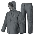 KastKing HydroSense Essential Waterproof Rain Suit for Men and Women, Lightweight, Durable Outdoor Gear for Fishing, Hiking, Grey, X-Large