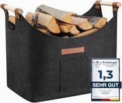 Log Baskets for Fireplaces - 55 L Wood Baskets Made of Thickened Felt, XXL Log Baskets for Wood Burner Indoor with Extended & Thicker Handles, Foldable Fire Basket for Firewood, Vegetables (Dark Gray)