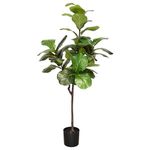 SAKSUN Artificial Fiddle Leaf Fig Tree 5FT Tall Fake Ficus Lyrata Plant with Faux Leaves Fig Silk Tree for Indoor House Home Office Garden Decor