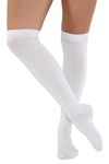 FNA Fashions® Girls Over The Knee Striped Plain Microfiber Socks Assorted Colours Thigh High OTK Socks (White)