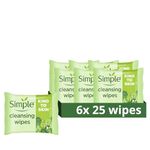 Simple Kind to Skin Cleansing Face Wipes UK's #1 facial skin care brand* for sensitive skin 6x 25 wipes