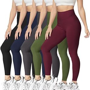 VALANDY High Waisted Leggings for Women Pack Soft Tummy Control Pants Yoga Workout Running Plus Size Multicolored Sets