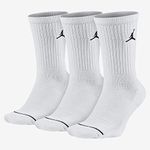 Nike Men's Jordan Jumpman Crew Socks (Pack of 3) - White/White/White/Black, Large