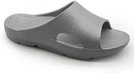 Pure Stride Therapeutic Slides, Orthotic Sandals for Plantar Fasciitis, Metatarsal and Heel Spurs, for Pain Relief and Arch Support of Feet, Grey, 8 Women/7 Men