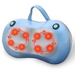 Back and Neck Massager - Massage Pillow with Heat, Deep Tissue Kneading Massager for Shoulder,Back,Legs Birthday Gifts for Women,Men,him,her (Blue)