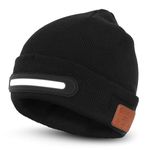 SIVITICK Bluetooth Beanie with Light, USB Rechargeable Tech Gift for Men & Adults Christmas Birthday Present for Him Wireless Music Winter Hat Stocking Filler for Teens Cool Gadgets Black
