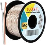 LUCKY TL 16 AWG Gold and Silver Speaker Wire Cable, Oxygen-Free Copper, 100ft Spool for Home Theater and Car Audio
