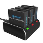 Artman Hero 5/6/7 1480mah Replacement Batteries (3 Pack) and 3-Channel LED USB Charger for GoPro Hero 5 Black, AHDBT-501, Hero(2018), Hero 6, Hero 7 Black (Fully Compatible with Original)