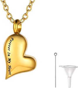 Richsteel Siempre en mi Corazón Guardapelo Personalizable Color Oro Colgantes para Cenizas Perfume 22 Pulgadas Collar de Acero Inoxidable con baño de Oro Colgante para Mujer Hombre