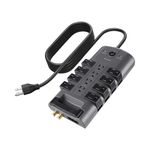 Pivot Plug Surge Protector, 12 Outlets, 8 ft Cord, 4320 Joules, Gray