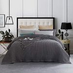 New Premium 100% Cotton Grey Large Waffle Blanket Bedspread Bed Super Soft Throw Rug Single Double Queen King SuperKing (Queen)