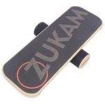 ZUKAM Balance Board Trainer, Wooden Balancing Board with Workout Guide to Exercise and Build Core Stability, Wobble Board for Skateboard, Hockey, Snowboard & Surf Training, Ship from Canada (Black)