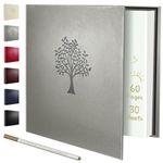 Rdylymx Large Photo Album Self Adhesive Scrapbook Album for 5x3 6x4 7x5 10x8 Pictures,60 Pages Leather Cover DIY Photo Book,Ideal Gifts for Family Travel Wedding Baby Grey