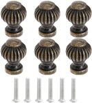 Dophee 6PCS Vintage Cabinet Knobs, Antique Brass Round Pumpkin Knobs Kitchen Cupboard Handles for TV Bathroom Cabinets Wardrobes Jewelry Box