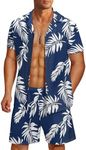 COOFANDY Men's Summer Beach Hawaiian Two Piece Casual Summer Beach Vacation Shirts Cruise Tropical Floral Luau Shorts