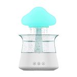 PAIKOE Cloud Rain Humidifier, Colorful Light Raindrop Aroma Diffuser Humidifiers with 7 Color Changing Lights Desktop Fountain Water Drop Sound for Home Office (White)