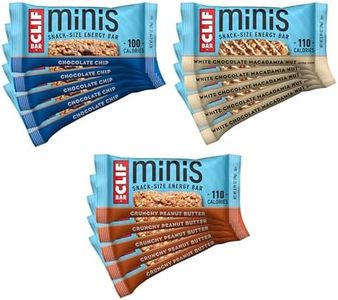 Clif Bars - Mini Energy Bar Variety Pack - Chocolate Chip, Crunchy Peanut Butter, White Chocolate Macadamia Nut - Made with Organic Oats - Plant Based (0.99 Oz Snack Bar, 30 Count) Packaging May Vary