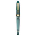 Asvine V126 Vacuum Filling Fountain Pen Transparent Teal Acrylic, Medium Nib Large-Capacity with Gift Case