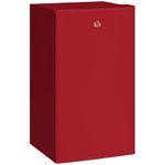 HOMCOM Mini Fridge with Freezer, 3.2 Cu. Ft. Compact Refrigerator with Adjustable Shelves, Mechanical Thermostat, Reversible Single Door for Bedroom, Dorm, Kitchen, Red
