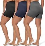 5" Biker Shorts Women Plus Size - High Waisted Tummy Control Summer Soft Compression Shorts for Yoga Workout Gym Athletic Black Grey Blue