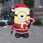 Gemmy Christmas Airblown Inflatable Inflatable Minion Stuart Licking Candy Cane, 3.5 ft Tall, Yellow