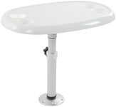 Boat Dining Table with 4 Cup Holders Removable Office Desk 680x410mm Rectangle White for Campers Caravan RV Yacht Pontoon Boat Table with Pedestal Leg