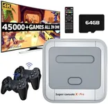 Super Console X Pro,Retro Classic Video Game Consoles,Built in 45,000+ Games,Emulators for 4K TV HD/AV Output,with Dual Wireless 2.4G Controllers ,Support WiFi/LAN,Up to 5 Players