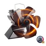 Tomersun Small Stove Fans 4.9 Inches/ 12.5cm Height 5 Blades Log Burner Fan with Stove Thermometer for Wood Burning Log Burners