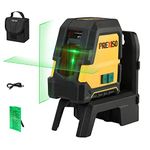 PREXISO 30m Laser Level, Rechargeable Self Leveling Cross Line Green, Horizontal and Vertical Line Laser Level with Magnetic Holder, USB Charging, for Construction, Floor Tiles, House Decoration