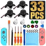 Joycon Joystick Replacement 3D Joystick Analog Left/Right Thumb Sticks Sensor Caps for Nintendo Switch Joy Con Controller, Joycon Repair Kit, NS Repair Tool 33 PCS