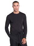 Cherokee Men's Underscrub Knit Top Modern Fit with Crew Neck and Center Back Length: 29" - WW700, L, Black