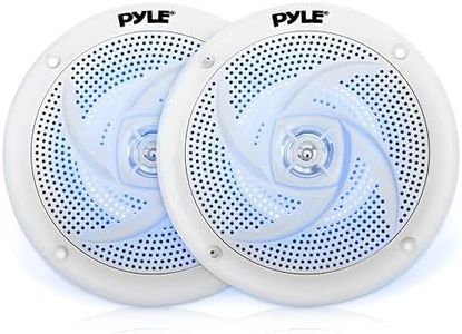 PYLE Marine Speakers - 6.4 Inch 2 Way Waterproof and Weather Resistant Outdoor Audio Stereo Sound System with LED Lights, 180 Watt Power and Low Profile Slim Style - 1 Pair - PLMRS53WL