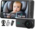 WEMOH NO.1 Magnetic Baby Car Camera, 5'' 1080P IPS Magnetic Mount Monitor, Auto Night Vision, 360° Rotation Car Camera for Baby with Zoom & Mirror Mode, USB-Powered Baby Monitor for Rear Facing