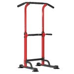 Soges Power Tower Height Adjustable Pull Up Bar Station Dip Station Multi-Function Home Gym Equipment Fitness Workout Equipment, Red&Black, 40JYPSPSBB005-R