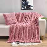 YUSOKI Luxury Double Sided Faux Fur Throw Blanket(Without Pillows),Soft Fuzzy Fluffy Cozy Blanket Plush Furry Comfy Warm Blanket for Couch Bed Chair Sofa Bedroom Women Teen Girls Gift(Pink,50" x 63")