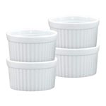 HIC Kitchen Souffle Ramekin Set, Fine White Porcelain, 4-Ounce, Set of 4