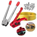 Complete PET/PP Strapping Tools Kit – Manual Banding Set with Tensioner, Sealer, 100m Belt & Seals for 1/2"-3/5" Poly Straps