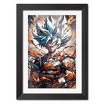 TenorArts Goku Framed Poster Dragon Ball Z Anime Poster Laminated Poster Framed Paintings with Matt Black Frame (12inches x 9inches)…