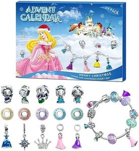 Advent Calendar 2025,Princess Christmas Countdown Calendar for Girls Frozen 24 Days with DIY Charm Bracelet Surprise Making Kit Creative Gifts for Daughters, Granddaughters, Nieces