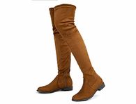 Greatonu Women's Over Knee High Boots Warm Winter Long Boot with Side Zipper Back Lace Fashion Thigh High Boots Camel-0.98 UK 7