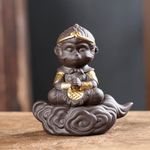 Hoobar Chinese Zisha Tea Pet Wu Kong Water Tea Tray Pet Handmade Monkey King Statue Tea Pet Sun Walker for Kungfu Tea Tray A Gigt Wukong Statue (Monkey King 2)