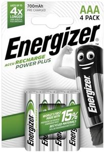 Energizer Piles Rechargeables AAA, Recharge Power Plus, 4 Unité (Lot de 1)