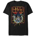 STAR WARS Men's Old School Comic Graphic T-Shirt, Black, Medium