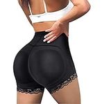 Gotoly Women Butter Lifter Padded Shapwear Seamless Underwear Hip Enhancer Tummy Control Lace Panties Body Shaper Boyshort (Black, Meduim)