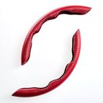 Steering Wheel Cover,Carbon Fiber Leather Steering Wheel Grip,Universal Fit 99% Car Wheel Protector (Red)